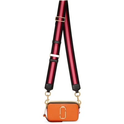 Marc Jacobs Snapshot Textured-leather Shoulder Bag In New Orange Multi/gold