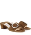 JIMMY CHOO GRANGER 35 SUEDE SLIDES,P00299306