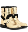 JIMMY CHOO YOUTH FUR-LINED LEATHER ANKLE BOOTS,P00299353