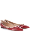 Valentino Rockstud Pointed Toe Ballerina Flat In Red