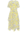 VALENTINO FLORAL-PRINTED STRETCH-SILK MIDI DRESS,P00304192-2