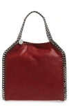 STELLA MCCARTNEY 'MINI FALABELLA - SHAGGY DEER' FAUX LEATHER TOTE - RED,371223W9132