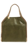 STELLA MCCARTNEY 'MINI FALABELLA - SHAGGY DEER' FAUX LEATHER TOTE - GREEN,371223W9132