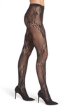 Natori Signature Sheer Feather Lace Net Tights In Black