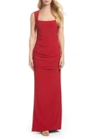 ADRIANNA PAPELL SQUARE NECK RUCHED GOWN,AP1E202255