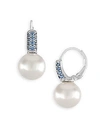 MAJORICA 10MM White Pearl & Crystal Drop Earrings,0400096886653