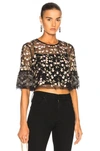 NEEDLE & THREAD NEEDLE & THREAD CLIMBING BLOSSOM TOP IN BLACK,FLORAL,TO0001CR17