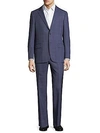 HICKEY FREEMAN Classic Fit Windowpane Wool Suit,0400096907599