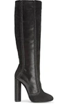 TOM FORD WOMAN SUEDE AND LEATHER OVER-THE-KNEE BOOTS BLACK,US 4772211931921721