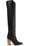 LAURENCE DACADE WOMAN SILAS CRINKLED-LEATHER OVER-THE-KNEE BOOTS BLACK,US 4772211931495359
