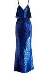 ASHISH WOMAN SEQUINED SILK GOWN ROYAL BLUE,US 1998551929407249