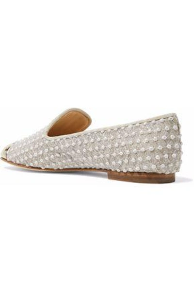 Giuseppe Zanotti Embroidered Gauze And Embellished Leather Slippers In Gold Pink