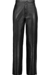 HELMUT LANG WOMAN LEATHER WIDE-LEG PANTS BLACK,US 1071994537807512