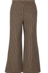 ROSETTA GETTY WOMAN CROPPED HOUNDSTOOTH WOOL FLARED PANTS BROWN,US 1071994536831897