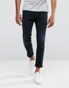 HUGO BOSS 734 SKINNY FIT SUPER STRETCH JEANS IN WASHED BLUE - BLUE,50373083 004