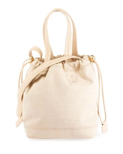 Paco Rabanne Medium Canvas Drawstring Pouch Bag In Nude