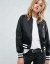 Cheap Monday Bomber Jacket With Tipping And Skull Logo - Black In Black