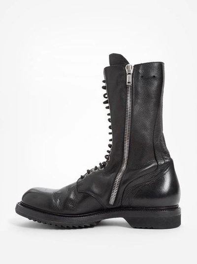 Rick Owens 30mm Side Zip Leather High Army Boots In Black