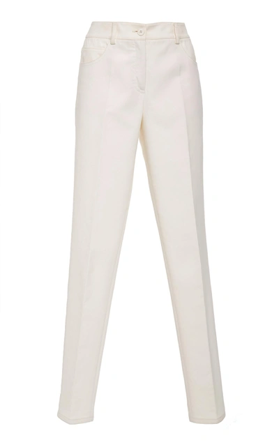 Akris Slim Cotton Silk Stretch Trouser In White