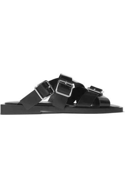 Jil Sander Buckle Strap Leather Sandals In Black