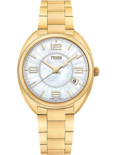 Fendi Momento Mother Of Pearl Bracelet Watch, 34mm In White/gold