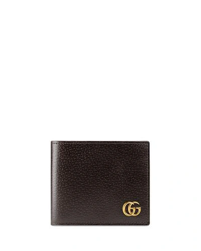 Gucci Gg Marmont系列皮革双折钱包 In Black