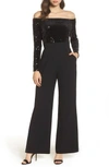 ELIZA J Off the Shoulder Wide Leg Jumpsuit,EJ7M7199