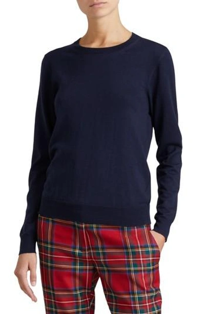 Burberry Brit Check Patch Merino Sweater In Blue