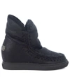 MOU Mou Wedge Eskimo Black Leather Ankle Boots,9788023