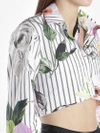 OFF-WHITE OFF WHITE C/O VIRGIL ABLOH WOMEN'S MULTICOLOR FLORAL STRIPED CROPPED SHIRT