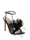 GIANVITO ROSSI Feather Flower Ankle-Wrap Sandals