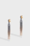 Oscar De La Renta Long Ombre Beaded Tassel Clip On Earrings In Silver