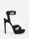 Givenchy Shark Lock Cutout Suede Platform Sandals In Black