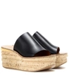 CHLOÉ LEATHER AND CORK WEDGES,P00288465