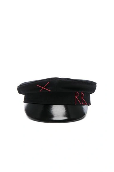 Ruslan Baginskiy Wool Baker Boy Hat With Vinyl Visor In Black