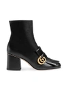 Gucci Marmont Fringed Logo-embellished Leather Ankle Boots In Black