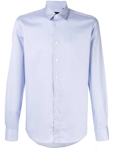 Dell'oglio Curved Hem Longsleeved Shirt In Blue