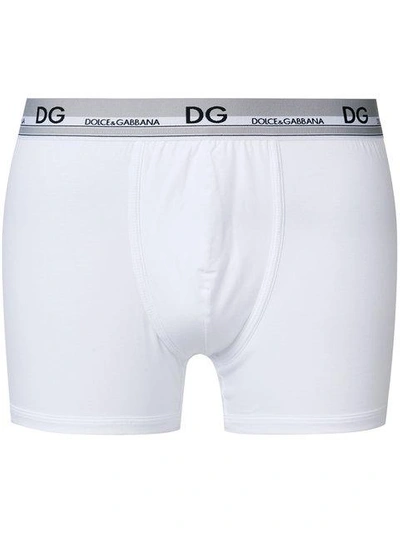 Dolce & Gabbana Logo腰边四角裤 In White