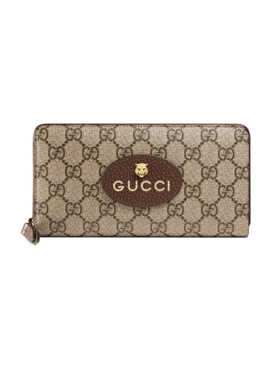 Gucci Neo Vintage Gg Supreme Zip Around Wallet In Neutrals