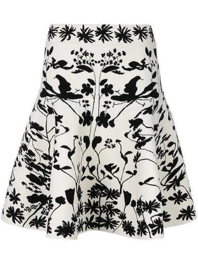 Alexander Mcqueen Floral A-line Skirt In Ivory/black