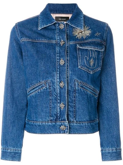 Isabel Marant Blue Embroidered Denim Ensley Jacket