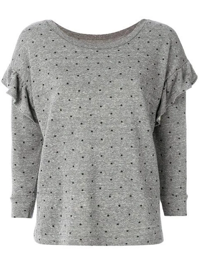 Current Elliott Ruffled Printed Cotton-blend Terry Sweatshirt In Grey