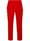 ALEXANDER MCQUEEN ALEXANDER MCQUEEN MID RISE SLIM FIT CROPPED TROUSERS - RED,460085QKE4012485536