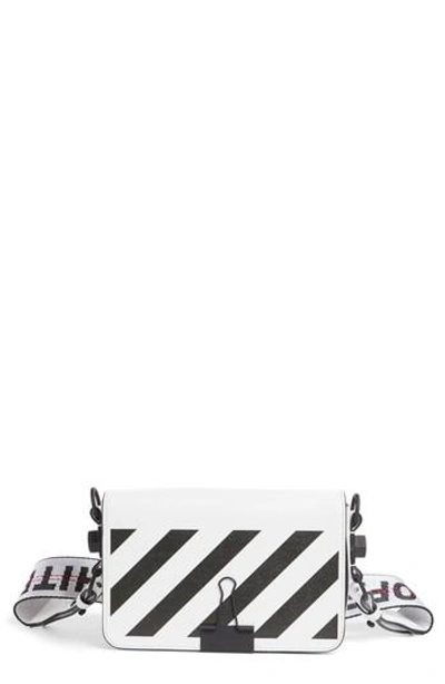 Off-white Diagonal Stripe Mini Square Flap Bag - White In White/black