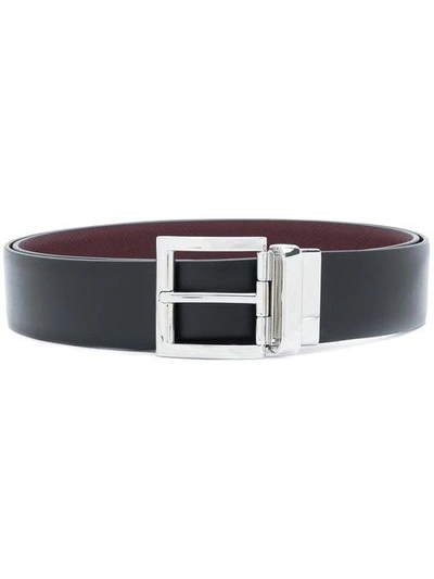 Prada Saffiano Reversible Belt In Black