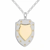 TRUE ROCKS Two Tone Silver and Gold Large Vintage Style Shield Pendant