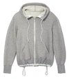 SACAI Light Grey Hooded Zip Front Sweatshirt,SBZSAC37P87