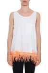 PRADA JERSEY TANK TOP WITH FEATHERS,9799875