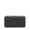 Jimmy Choo Ellipse Black Coarse Glitter Fabric Clutch Bag In Black