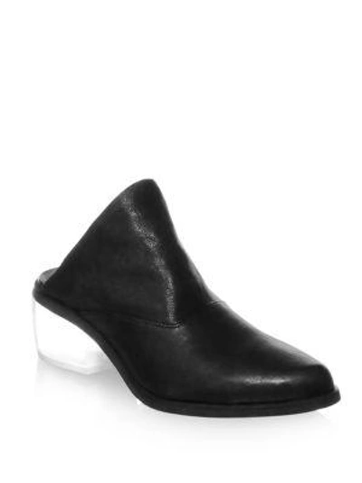 Ld Tuttle Point Toe Leather Mules In Black